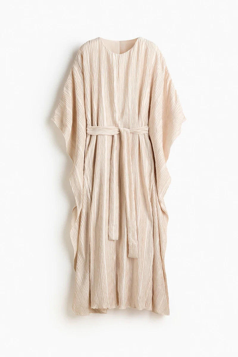 H&M Crinkled tie-belt kaftan dress
